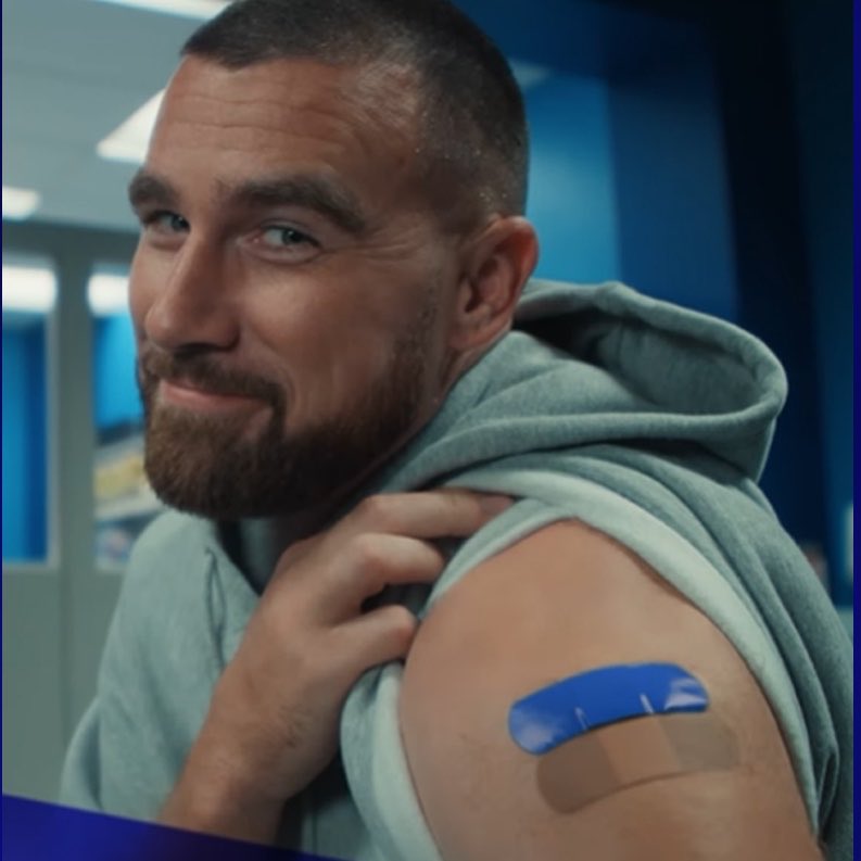 FootballCravee's tweet photo. Travis Kelce is considering getting rid of one of his 5 covid vaccines to allow Jayden Daniels to have his number. https://t.co/8PcpgBYvKj
