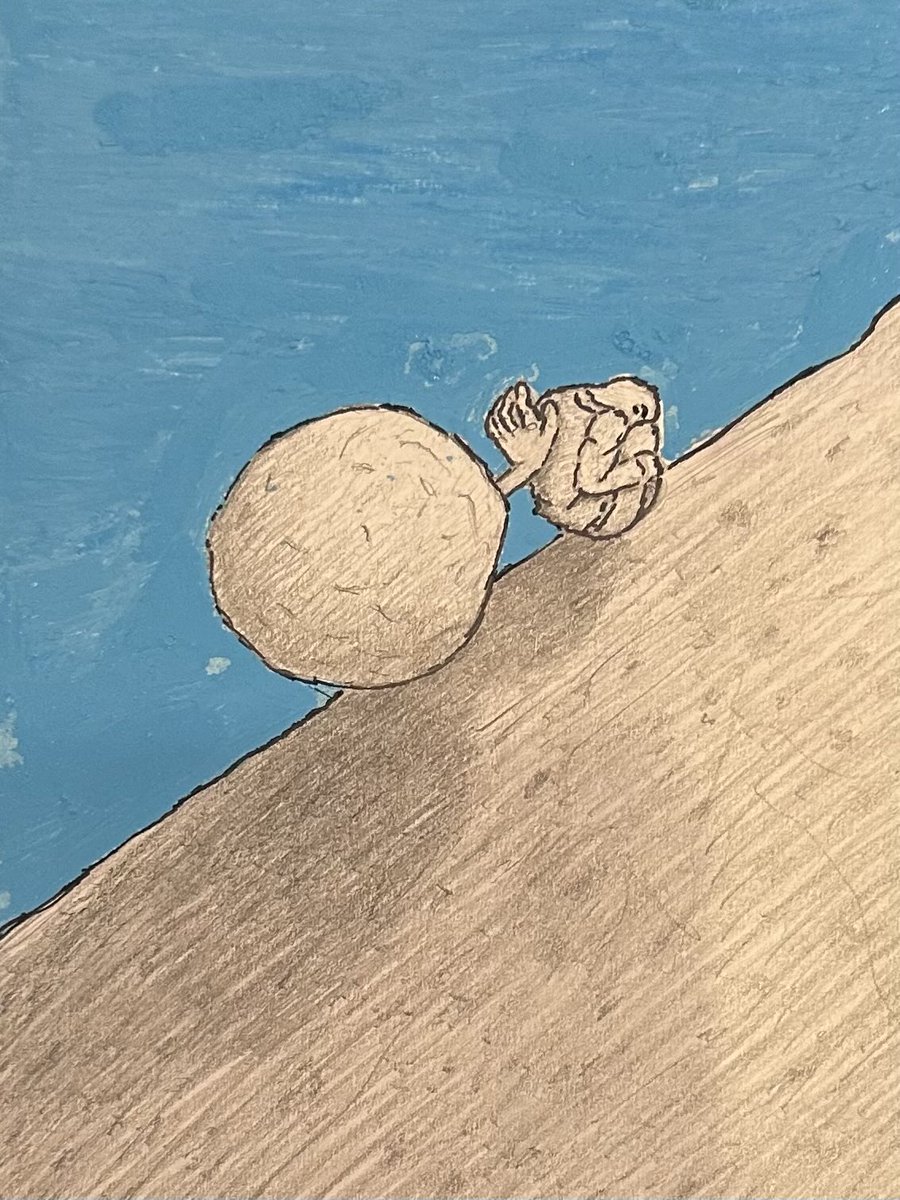 jbr0nz0's tweet photo. Sisyphus, except I’m the boulder https://t.co/8sUGcggkuF