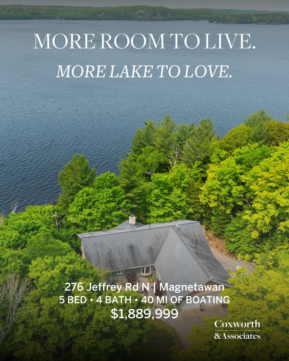 CoxworthAssoc's tweet photo. MORE ROOM TO LIVE.
MORE LAKE TO LOVE.

📍276 Jeffrey Road N, Ryerson, Lake Cecebe
$1,889,999

Bryan Coxworth, Broker | 705.790.7629

#LakeCecebe #Magnetawan #CottageCountry #HuntsvilleRealEstate #sothebysrealtycanada

https://t.co/s6m3Coao06 https://t.co/pgGCUrNj3a