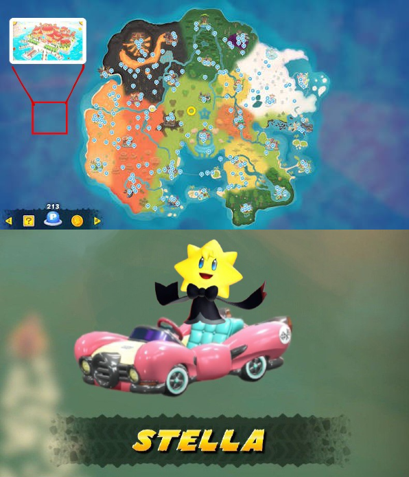StelliferaCnida's tweet photo. Aiight Mario Kart World DLC, I see you! 

Behold, the location of Sparkle Theatre on the map.

Pleeease, dear MK World Team, I want this! 

Plus, Stella as a new driver!!!  That's legit my DREAM come true～✨ PLZ my joy would be BEYOND comprehension ... ✨️ https://t.co/RG0UqAzYw4