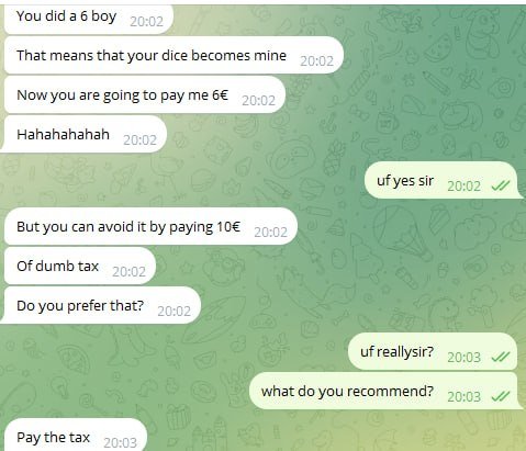 NotAFindomScam's tweet photo. He begged me to post this, here he begged me to put the crazy rule of "all your 6 becomes mine", he was so happy after I've made it, but when I asked him if he wanted to pay the "10€ dumb tax" instead he didn't flinch one second hahah, he clicked it so fast I had to ask more. https://t.co/5xx4dH7wVS