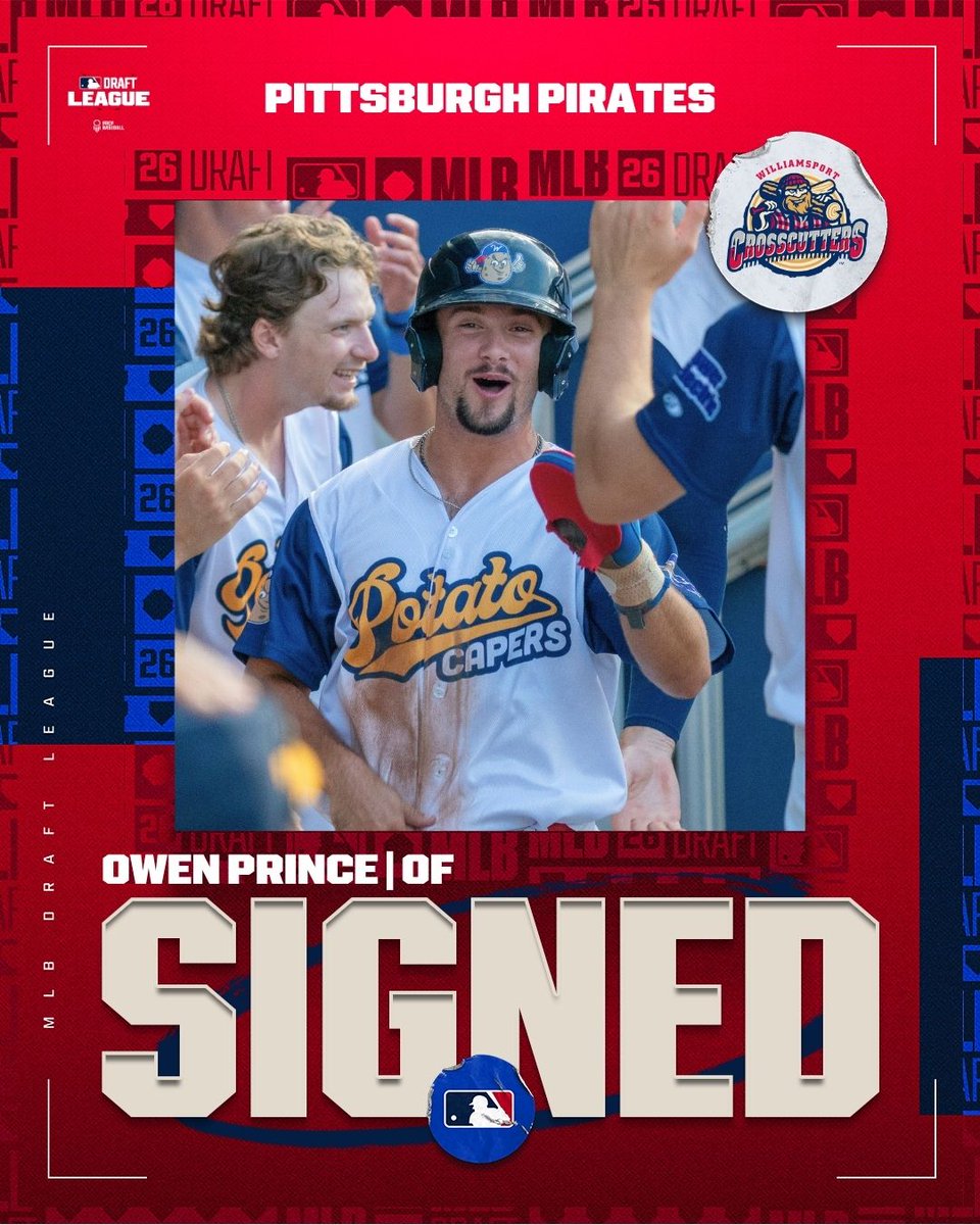 mlbdraftleague's tweet photo. 🪓 𝐂𝐎𝐍𝐓𝐑𝐀𝐂𝐓 𝐏𝐔𝐑𝐂𝐇𝐀𝐒𝐄𝐃 ✍️

The @Pirates are purchasing the 2nd half contract of Owen Prince (@crosscutters)!

Prince is the 5th #MLBDraftLeague prospect of the 2026 season and 1st Crosscutter to have their contract purchased.

37 G, .282/.464/.336 (.800 OPS), 2 2B, 2 3B, 15 RBI, 30 R, 24 SB