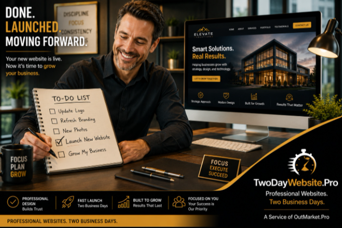 OutmarketPro_'s tweet photo. Still putting off your new website?

Let's finally get it done.

https://t.co/My3fwd8PwS
Professional Websites. Two Business Days.
#WebDesign #BusinessGrowth https://t.co/FmrucBfONp