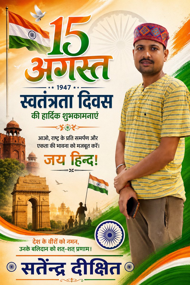 SatendraDixit12's tweet photo. भारत की मिट्टी से बढ़कर चंदन हो नही सकता,
वंदेमातरम से बढ़कर कोई वंदन हो नही सकता।

वंदेमातरम।  

स्वतंत्रता दिवस की शुभकामनाएँ। 
Happy Independence Day. 🇮🇳🇮🇳 https://t.co/TJP13t4Mcu