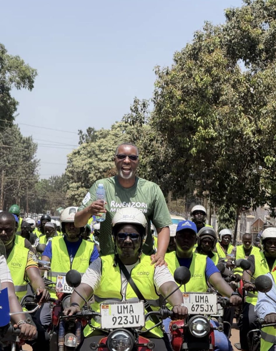 wekesa_amos's tweet photo. BREAKING NEWS 

RWENZORI MARATHON 2026

@SpiroUganda 

Below is how we launched the partnership between SPIRO UGANDA and @RwenzoriMarathn 

I am told MBU , top 2 winners will walk home with new bikes, top winners for full marathon money awards go up 4 times this year. 

Had the privilege of being ridden around Kampala by RASTA one of the founders safe Boda Uganda! 

I have never been in the company of so many Bodas
