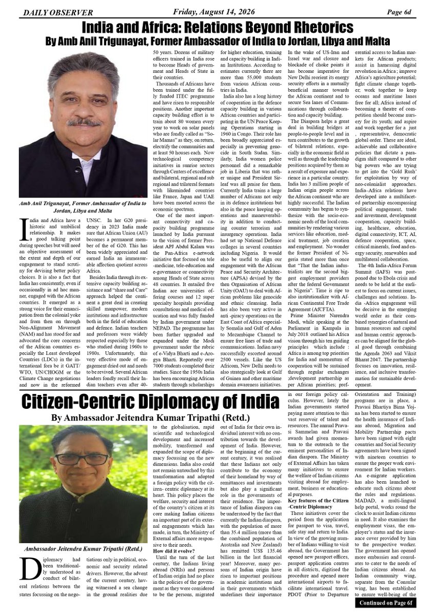 IndiainLiberia's tweet photo. 🇮🇳 Celebrating India’s 80th Independence Day!
We are pleased to share a special commemorative supplement published by The Daily Observer, celebrating  India’s journey towards #ViksitBharat and the close and growing partnership between India and Liberia.w https://t.co/JclWxesoao