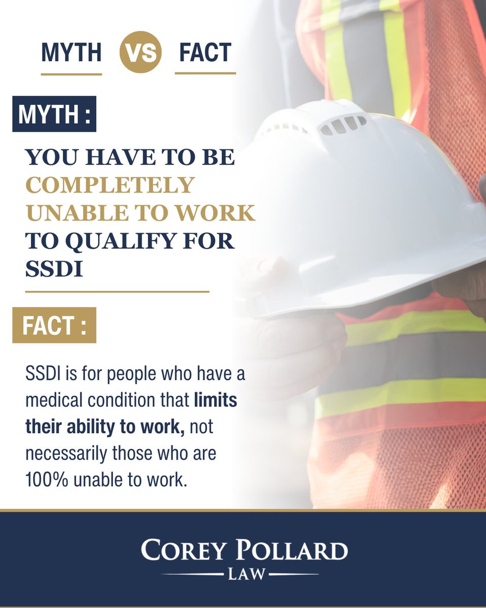 corey_poll65348's tweet photo. You do not have to be incapable of performing every activity to apply for SSDI. Social Security looks at whether a medically documented condition prevents you from performing substantial work and is expected to last at least 12 months or result in death.

#SSDI #SocialSecurityDisability #DisabilityBenefits #VirginiaAttorney