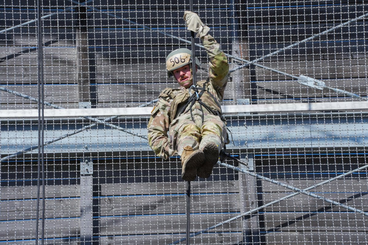 USArmyEURAF's tweet photo. First the tower. Then the aircraft.

Air Assault School Soldiers at Grafenwoehr built the control and confidence on the rappel tower before taking the next step to the Black Hawk.

#ThisIsUSAREURAF | #7thATC | #AASSAULT https://t.co/P9fsiQ6Bna