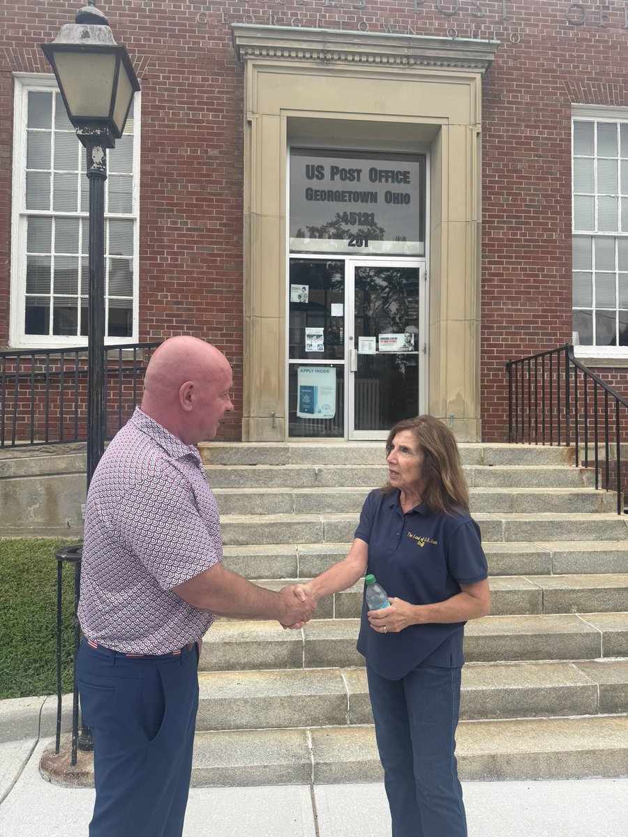 RepDaveTaylor's tweet photo. This week my team and I stopped by the Georgetown Post office to say hello to staff and thank them for the hard work they do every day!

I was proud to have the House of Representatives recently pass my resolution renaming the post office in honor of President Ulysses S. Grant, a local legend who called this town home.

We then popped over to President Grant’s boyhood home and received a tour from the knowledgeable staff there. Southern Ohio has a rich history, and it’s my honor to continue advocating for the needs of small towns like Georgetown in Congress!