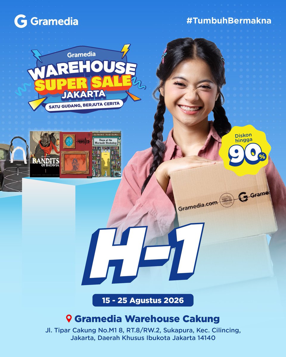 satriamsaka's tweet photo. OPEN JASTIP GRAMEDIA WAREHOUSE SALE UP TO 90%
Seperti biasa, open jastip komik, novel, light novel, buku anak, dll

Langsung clear diawal aja ya
- Fee flat 4k/buku dengan minimal pembelian 4 buku
- bisa dibawah 4 buku, feenya flat 5k/buku https://t.co/P88Poh0AU0