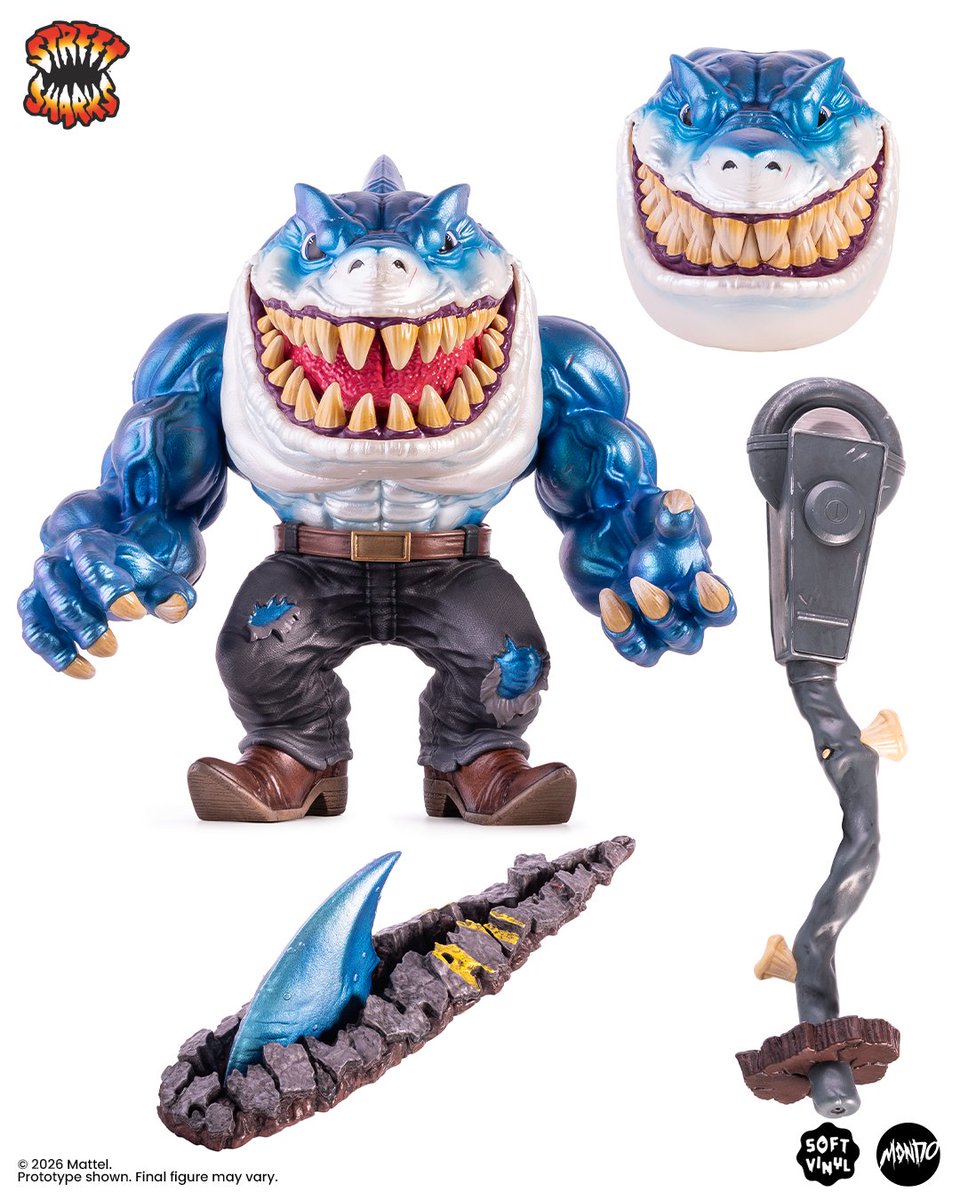 MondoNews's tweet photo. The STREET SHARKS™ line grows with the arrival of Streex Soft Vinyl Figure, while Ripster returns with a new Shark Bait Variant inspired by eye-popping fishing lure colorways. 

Orders open Tuesday, August 18 at 11 AM CT. Only at https://t.co/Y7JENumZUY (links in bio). https://t.co/WnVF58x0sN