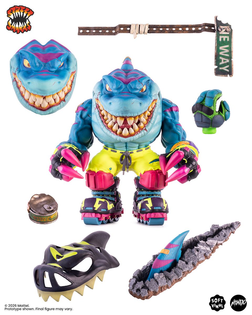 MondoNews's tweet photo. The STREET SHARKS™ line grows with the arrival of Streex Soft Vinyl Figure, while Ripster returns with a new Shark Bait Variant inspired by eye-popping fishing lure colorways. 

Orders open Tuesday, August 18 at 11 AM CT. Only at https://t.co/Y7JENumZUY (links in bio). https://t.co/WnVF58x0sN