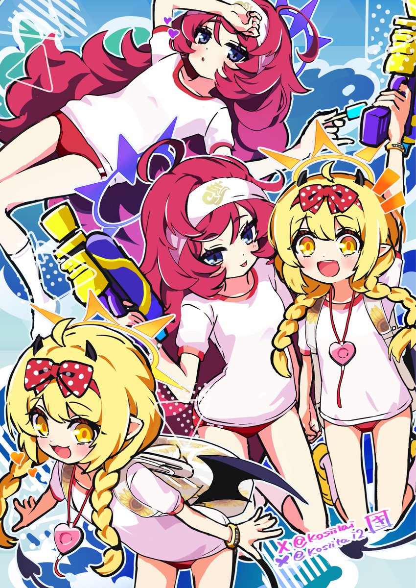 kosiitai's tweet photo. 水泳の日ということで、以前描いたイロハさんイブキさんの差分集+イラストです！ちょっとえっちっちなやつ。  #ブルアカ https://t.co/EpToOpUys4