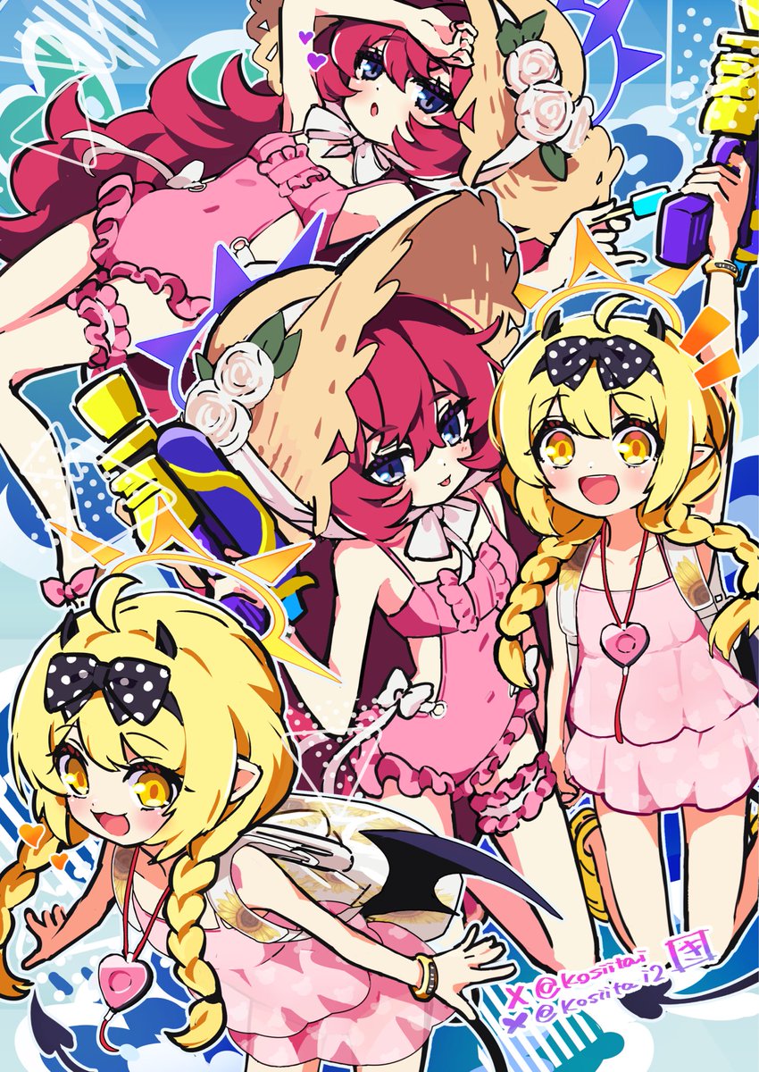 kosiitai's tweet photo. 水泳の日ということで、以前描いたイロハさんイブキさんの差分集+イラストです！ちょっとえっちっちなやつ。  #ブルアカ https://t.co/EpToOpUys4