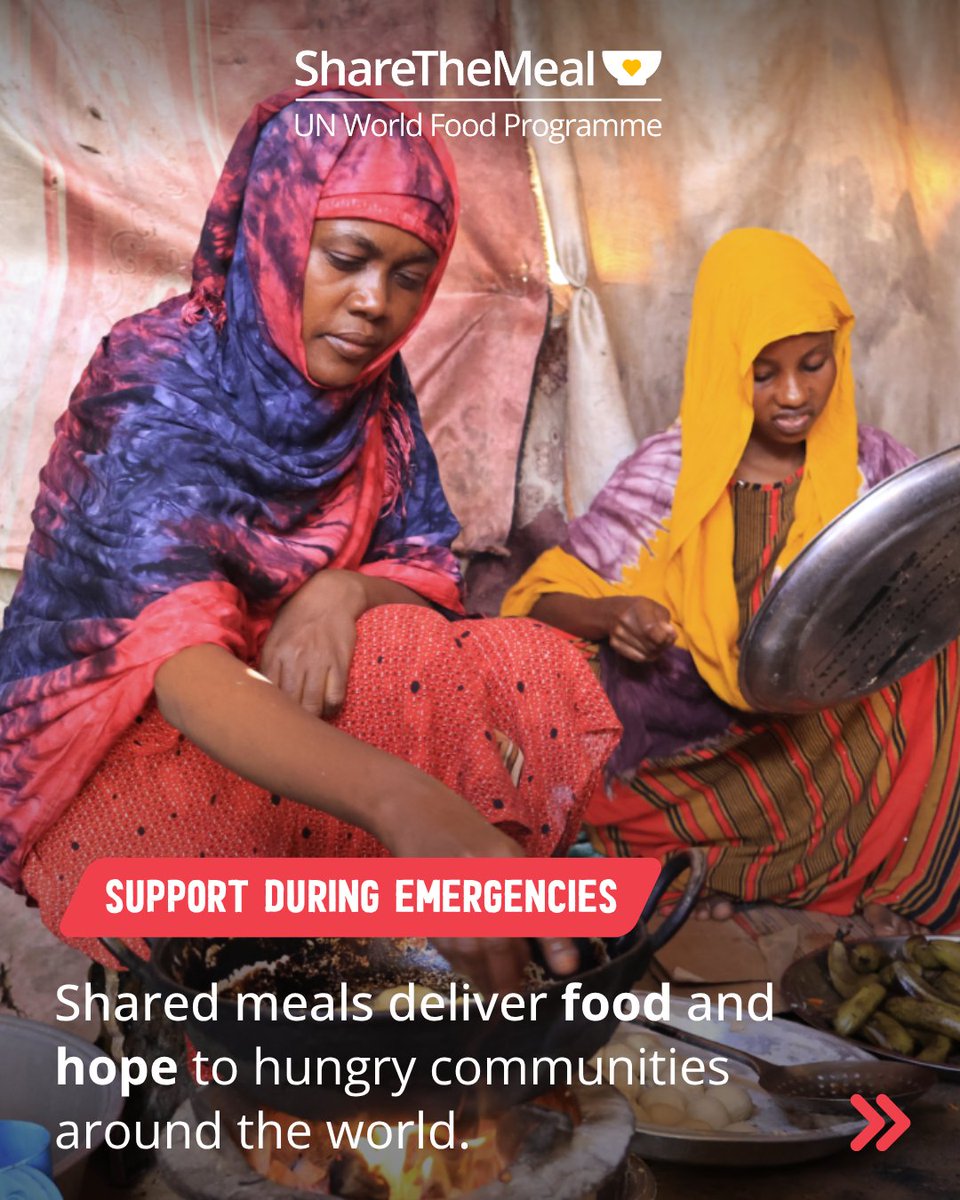 ShareTheMealorg's tweet photo. Every shared #meal makes a difference for people facing #hunger during ongoing and unexpected emergencies. 🤗

👉 https://t.co/KxMIi25i8L

📲 With just a few taps, you will share lifesaving food and #school meals and @WFP will deliver them.

Help us create a #ZeroHunger world. 💛 https://t.co/Xm90SlW1T9