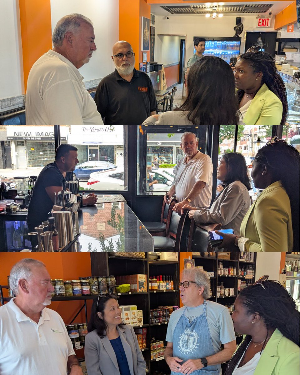 QueensChamber's tweet photo. We welcomed NYC Deputy Mayor @JulieSuLabor and Mom and Pop Czar Delia Awusi to Astoria as we walked around Ditmars Boulevard and the surrounding area to speak to business owners and listen to their thoughts and concerns, including Destination Ditmars President and @BierandCheese owner Rick White! 🙌

Thank you to the team from Council Member @CabanD22's office for joining us!

We also stopped by and connected with some of the wonderful local businesses that make our community special: Flaming Grill NYC, Alba's Pizza, Ayy Chihuahua and @honeyhousenyc. Thanks for welcoming us and for continuing to make Astoria such a vibrant place to live, work, and visit!