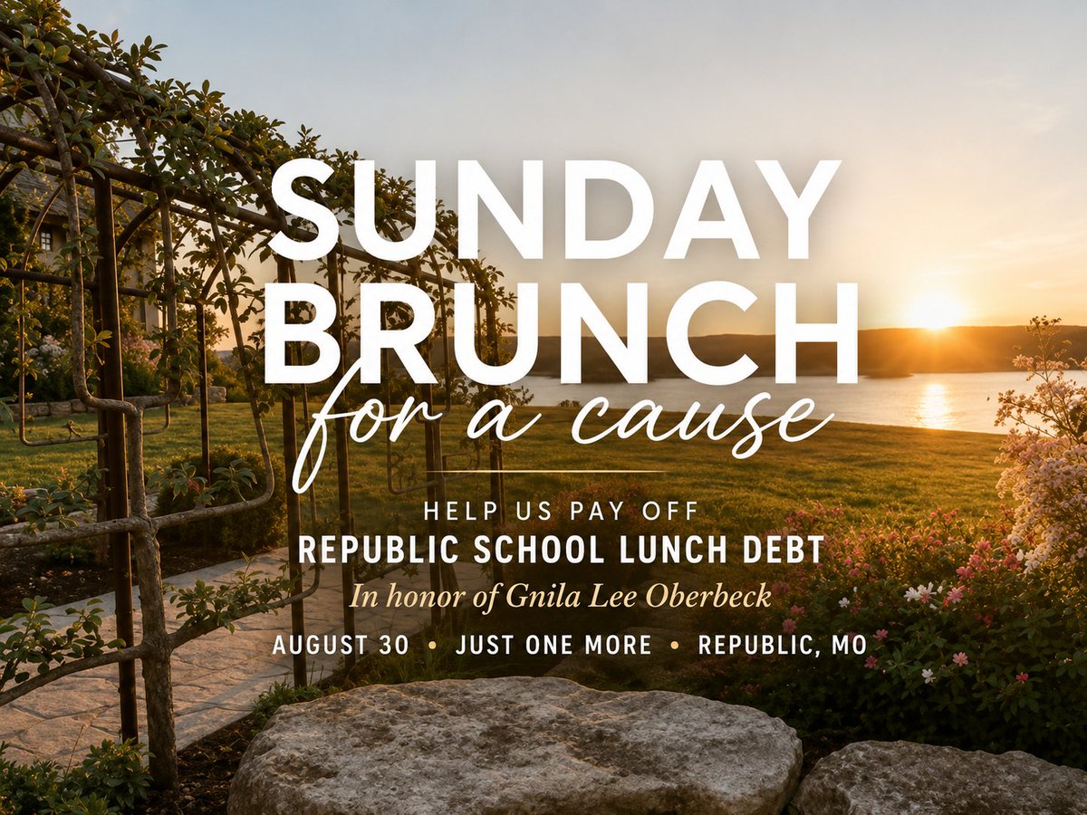LiveEventsMO's tweet photo. Join us Aug. 30 at Just One More in Republic as we come together to help pay off Republic school lunch debt.

🥞 Brunch 10–1 | $25
🎤 Live Events Karaoke 12–5
🎱 8-Ball Tournament | $30 buy-in
🤍 Silent Auction

#SupportLocalKids #CommunityFundraiser https://t.co/MIljpiRY9S