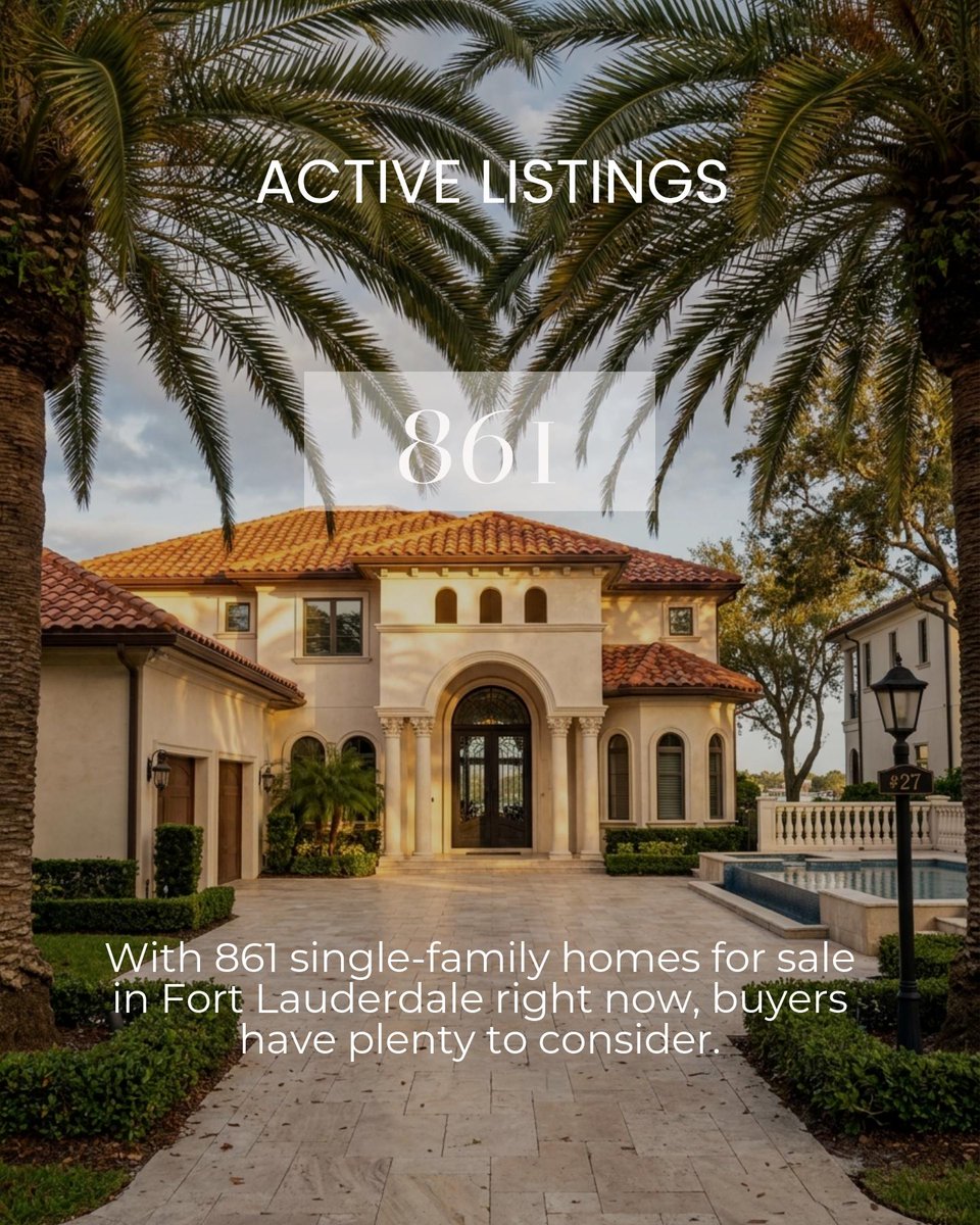 realtorpola's tweet photo. Fort Lauderdale real estate: $950K median, 861 active homes, 80 days on market. With 23% price cuts, buyers have leverage. https://t.co/L4SUCOaLX5