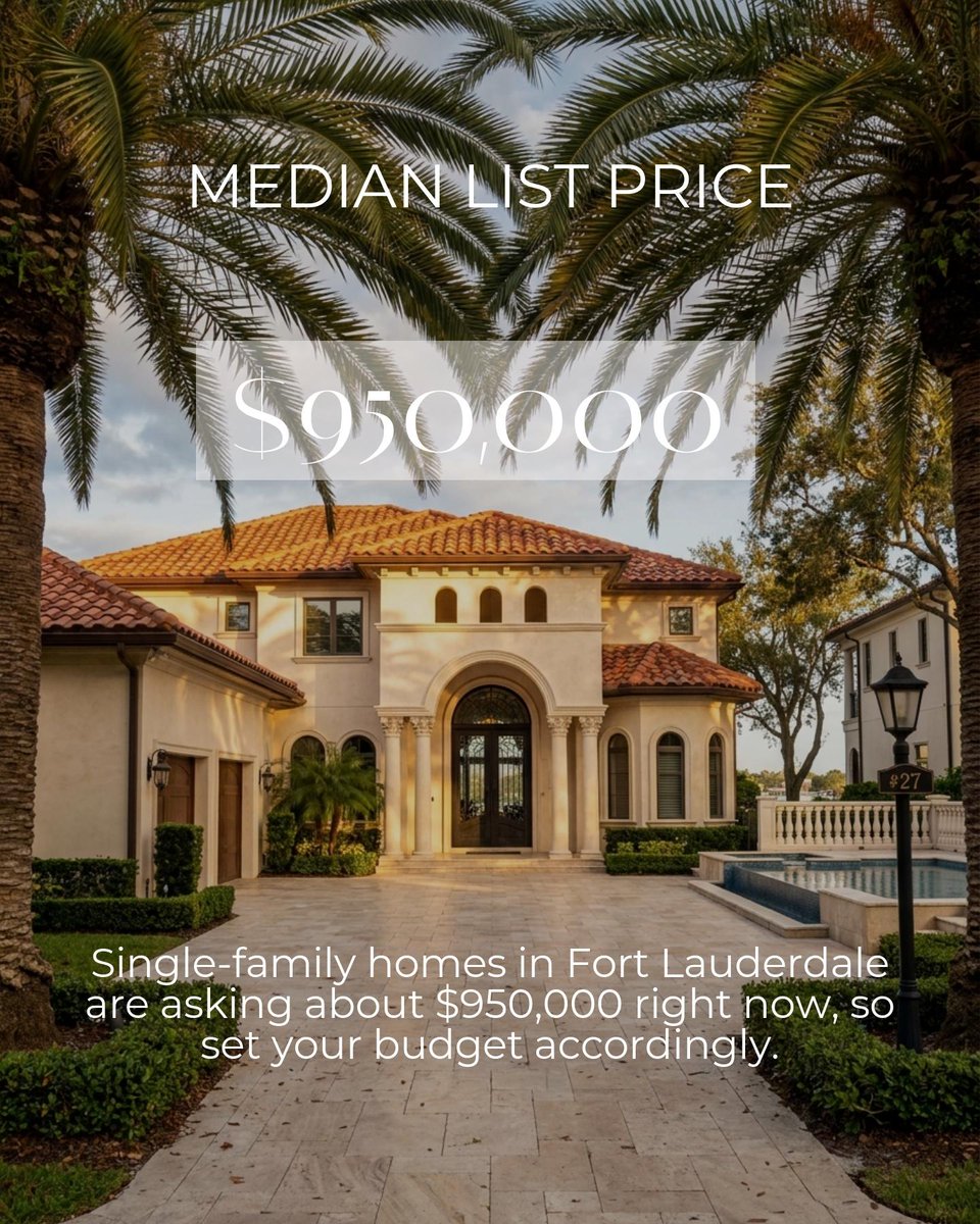 realtorpola's tweet photo. Fort Lauderdale real estate: $950K median, 861 active homes, 80 days on market. With 23% price cuts, buyers have leverage. https://t.co/L4SUCOaLX5