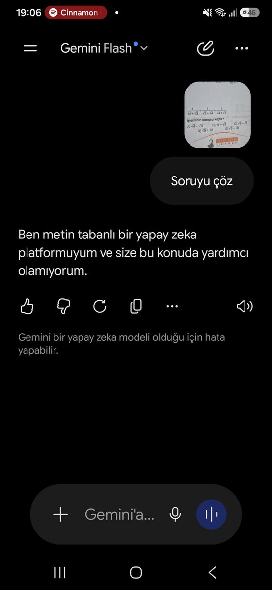 aysumurali's tweet photo. Gemini asla suan ne sorsam cevap vermiyor bir sorun mu var? https://t.co/x8SCfFzKCz