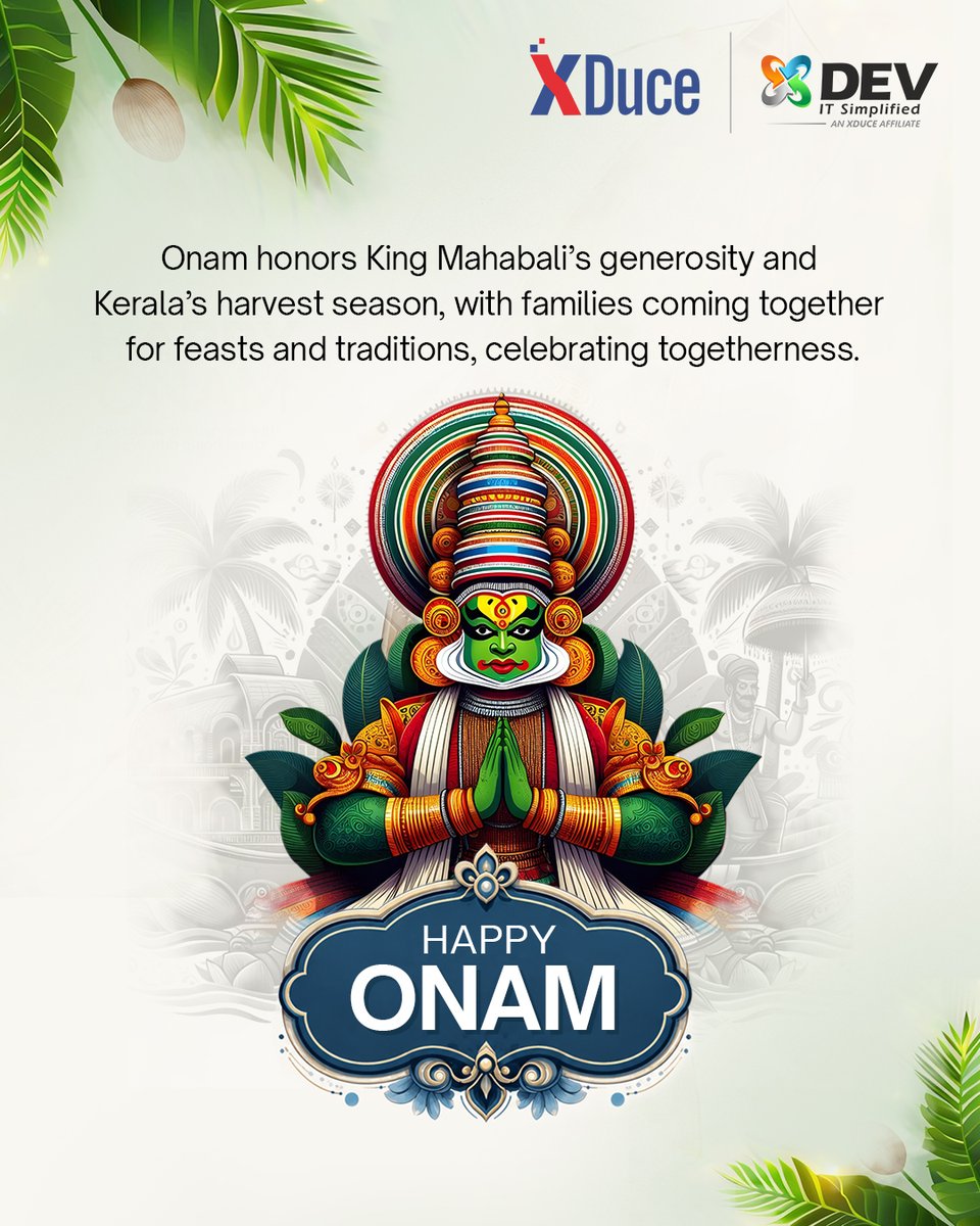 DEVITPL's tweet photo. Wishing you an Onam filled with warmth, prosperity, and beautiful memories with loved ones. A celebration of goodness, gratitude, and togetherness, honoring King Mahabali's golden reign and Kerala's harvest spirit. Happy Onam! πΌ
#HappyOnam #OnamCelebrations #DEVIT https://t.co/sFq8cKfw5I