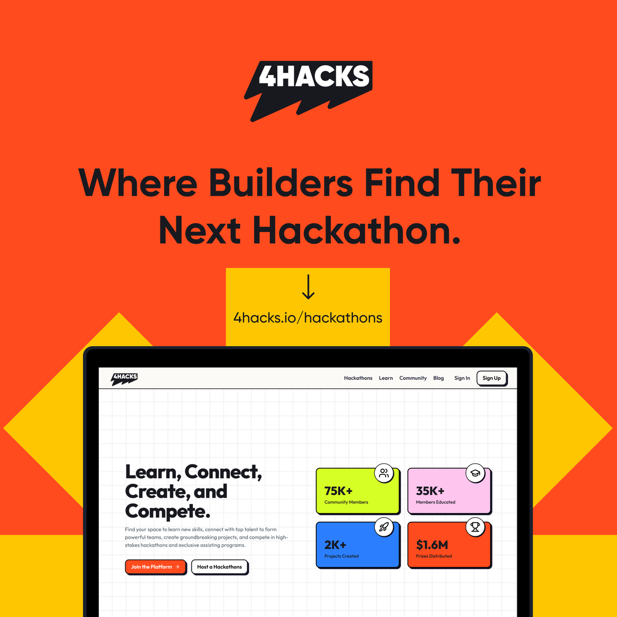4Hacks_io's tweet photo. Hackathons are happening every day.

Most builders miss them because they have no single place to find them.

4Hacks changes that.

Discover hackathons across industries, technologies, and themes. Filter by theme, skill level, prize, and deadline. Register in one click. https://t.co/8Mtt94gIQq