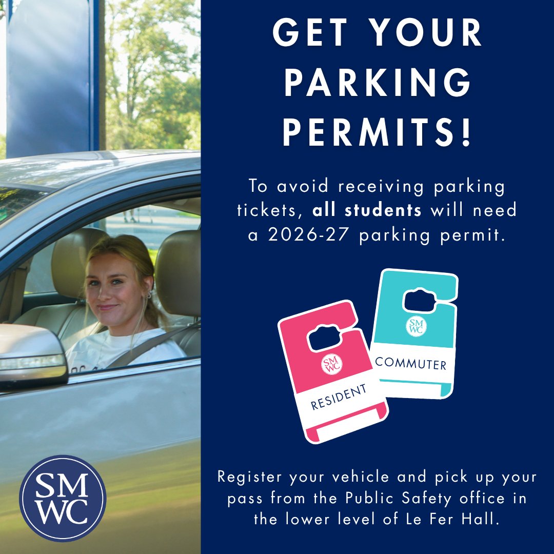smwc's tweet photo. Students, don't forget to get your parking permits! Learn more at https://t.co/SRQqTyoyaM https://t.co/X9rbQ8UaW4