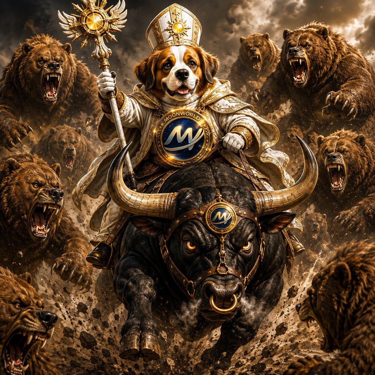 Moonworld_GM's tweet photo. Option 1 — Bull Run 🐂🔥

The bears can roar.
The bull keeps charging. 🐂💨

When the vision is strong, fear becomes fuel.
MOONWORLD is moving forward. 🌕🚀

$MWLD | #MOONWORLD #MWLD #Crypto #BullRun 

Ca: 0x7c25440667c23873d7C61aA12dF669783ee16aB8 https://t.co/STFPAJKa31