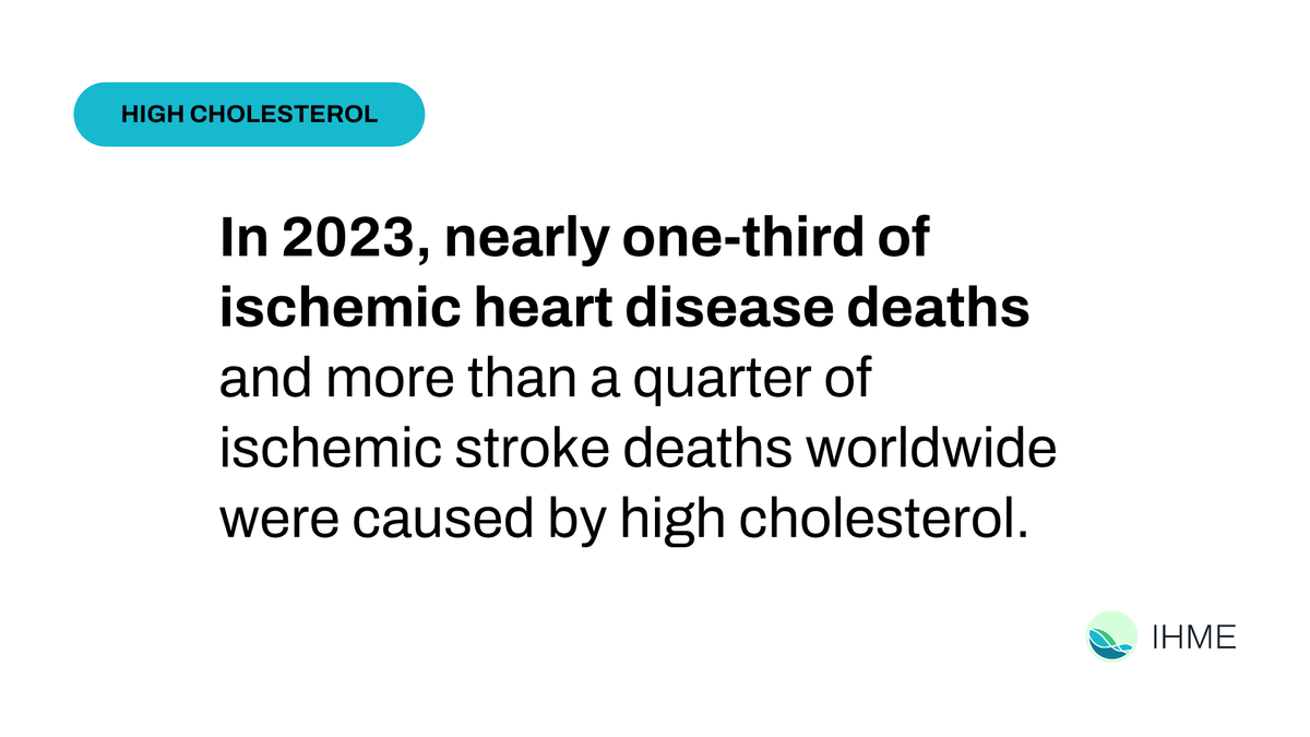 IHME_UW's tweet photo. In 2023, nearly one-third of ischemic heart disease deaths &amp; more than a quarter of ischemic stroke deaths worldwide were caused by high cholesterol (IHME research published in @JAMA_current). Burden is concentrated in India, China, lower-income regions: https://t.co/hh09VPrphs https://t.co/51FFvl3CWc