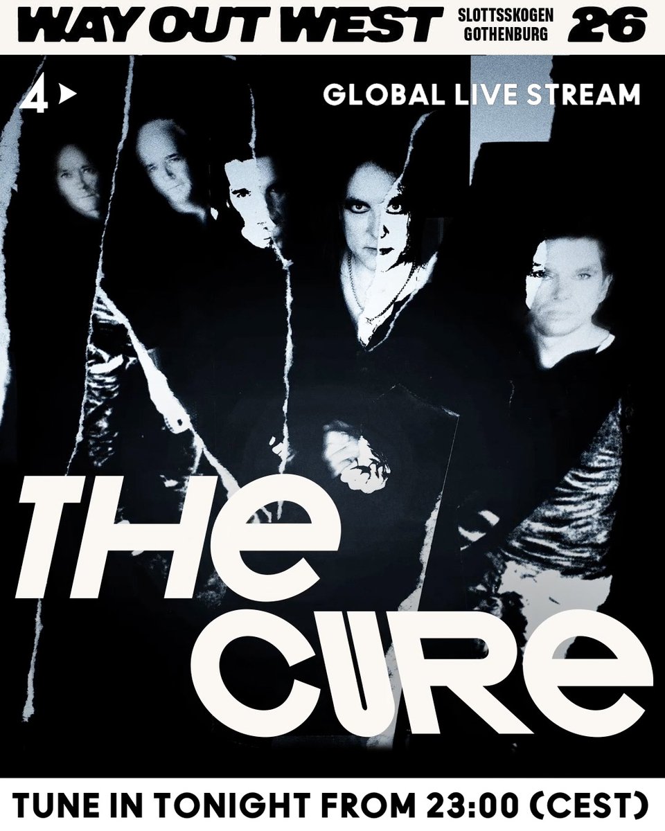 thecure's tweet photo. YOU CAN WATCH THE LIVE STREAM OF TONIGHT'S HEADLINE SET FROM @wayoutwestgbg  FROM 23:00 (CEST) AT https://t.co/GnTX7ecXIR

ARTWORK BY SKINNER CREATIVE AT https://t.co/BYljVoLSTU https://t.co/N9V8A1s5si