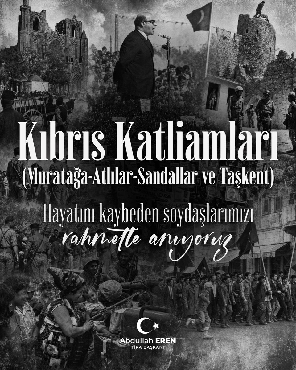 abdullah_eren's tweet photo. 14 Ağustos 1974’te Kıbrıs’ta Muratağa, Atlılar, Sandallar ve Taşkent köylerinde yaşanan katliamları unutmadık, unutmayacağız. Yüzlerce sivil insan çocuk,yaşlı ve kadın ayırt etmeksizin infaz edilerek toplu mezarlara gömüldü. 

Masum Kıbrıs Türkü kardeşlerimizin hayatını kaybettiği bu acı günün yıl dönümünde, şehitlerimizi rahmet ve minnetle yad ediyoruz.

Bu vesileyle bir projemizi daha paylaşalım: TİKA olarak, Muratağa, Atlılar ve Sandallar’da yaşanan acıları gelecek nesillere aktarmak ve bu hafızayı yaşatmak amacıyla hayata geçirdiğimiz müzemizi de Eylül ayında ziyarete açacağız inşallah.

Kıbrıs Türk halkının haklı davasına ve onurlu mücadelesine sahip çıkmaya devam edeceğiz.

Ruhları şad olsun
