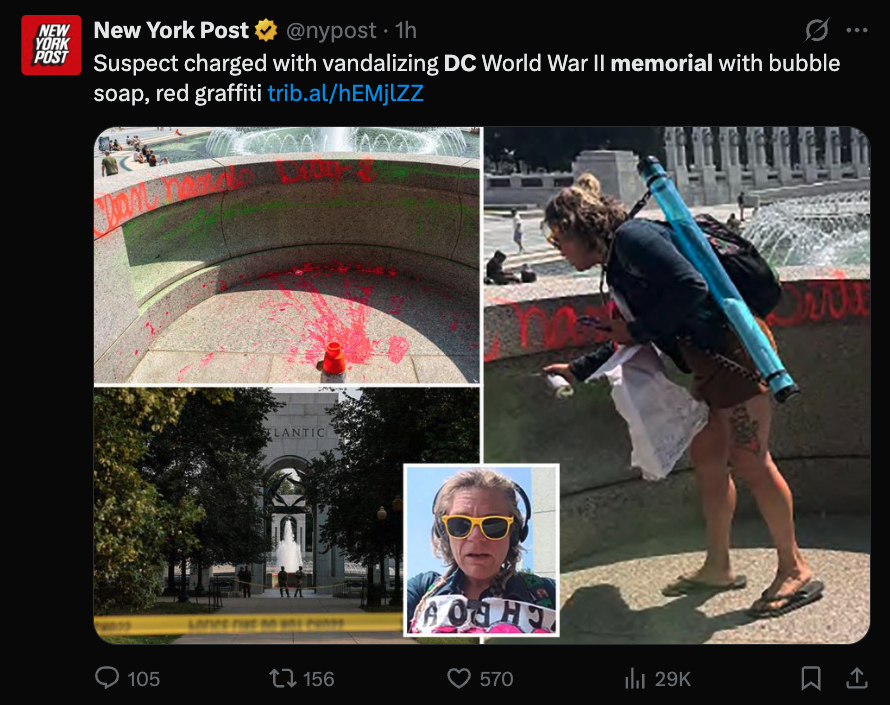 SaltyCracker9's tweet photo. Jason Bateman arrested for vandalizing DC memorial. https://t.co/ESJajs9e5e