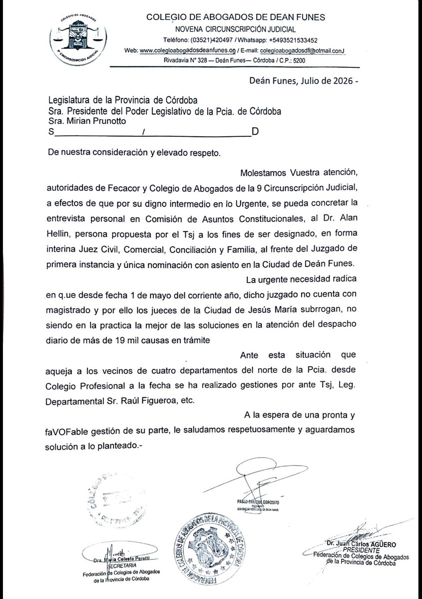 FeCACorOk's tweet photo. La #Justicia del norte cordobés necesita una respuesta.

#ColegioDeAbogados de #DeánFunes https://t.co/hcAYt31eGp