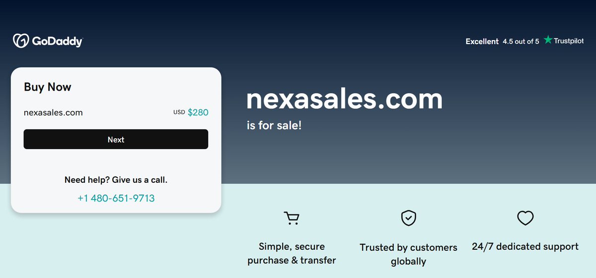 DomainPrim's tweet photo. 🔥 NexaSales. com

 a strong, brandable .com for sales, SaaS, e-commerce &amp; business. Available now for just $280. Buy Now.

#DomainNames #DomainForSale #BrandableDomains #SaaS #Domaining https://t.co/WdCLDbEfns