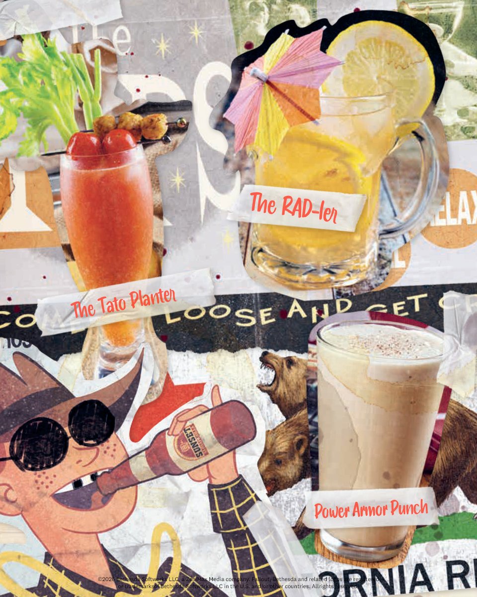 insighteditions's tweet photo. Summer just got a little radioactive. ☢️🍹 
Here are some post-apocalyptic potations from Fallout: The Official Drinks Book — perfect for cooling off, wasteland or not. https://t.co/1NiXBG8NR5

#Fallout https://t.co/YE2iCvC10z