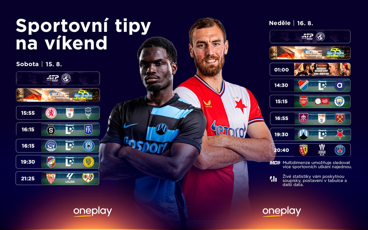 oneplaysportcz's tweet photo. Přinášíme vám naše Tipy na víkend! 🍿
To nejlepší ze sportu jedině na Oneplay. 📺
#Oneplay | #OneplaySport | #NovaSport https://t.co/nltlDKPPBF