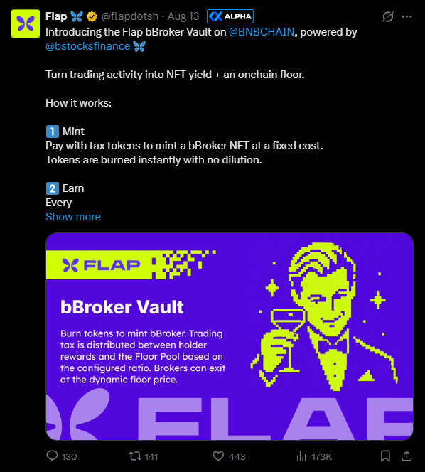 stitchdegen's tweet photo. Overall, market volume doesn’t look that great today, but there are still a few tokens on $BSC that I think are worth paying attention to

And the first one is $BBROKER

To be fair, it has already made a pretty strong move, so I’m sure a lot of you already know about it. But after the correction, the chart has been ranging for quite a while, and I’ve had quite a few people asking whether the dip is still worth buying

I think it is, but what interests me more about $BBROKER is the narrative behind it.

So let’s break it down again

+ First: Meme × NFT × RWA

This is probably what I like most about $BBROKER.

Instead of being just another BSC meme, it combines three narratives at once:

> Meme => attention + trading volume
> NFT => utility + yield
> bStocks => RWA / tokenized stocks narrative

The concept behind bBroker Vault is also pretty easy to understand :

Burn $BBROKER => Mint NFT => NFT earns rewards + has a floor

Trading volume generates fees, and those fees are then routed into the Dividend Pool and Floor Pool

In simple terms, they’re trying to turn memecoin trading activity itself into cash flow that supports the NFT ecosystem

I think it’s a pretty easy narrative to understand and spread, and more importantly, it fits quite well with what’s getting attention on BSC right now

+ Second : It reminds me a lot of StonkBrokers

If you’ve been following me for a while, you probably know I’ve talked quite a lot about StonkBrokers on Robinhood Chain

And $BBROKER has a lot of similarities

Meme + NFT + yield + floor

The difference is that this concept is now being brought over to BSC with the addition of bStocks

That’s also why some people are looking at $BBROKER as a kind of “beta play” on StonkBrokers for BSC

I don’t necessarily think copying a model that has already worked is a bad thing

If the market has already shown that people like a certain mechanism, bringing that same model into another ecosystem with active liquidity can create a new narrative of its own

+ Third : bStocks / RWA is the part I’m watching the most

This is what gives $BBROKER a bit more depth in my opinion

RWA and tokenized stocks are gradually becoming a pretty interesting narrative on BSC

And instead of simply throwing “RWA” into the narrative for marketing, $BBROKER is trying to connect it directly to the Vault + NFT rewards through bStocks

So the thesis here isn’t simply :

“a memecoin with NFTs”

It’s more like :

Meme attention => trading volume => NFT utility => RWA rewards

If the market continues paying attention to tokenized stocks, $BBROKER could easily become a beta play for that narrative

+ Fourth : The flywheel is what will decide whether this can actually go further

This is the part I’ll be watching most closely

Volume goes up

→ more fees
→ Dividend Pool + Floor Pool grow
→ NFTs become more attractive
→ more people want to mint
→ more $BBROKER gets burned
→ narrative gets stronger.

If this loop actually starts working, $BBROKER becomes much more interesting than a meme that relies entirely on KOLs continuing to shill it

But obviously, it works both ways

Volume drops => rewards drop => floor growth slows => demand for minting drops

So for me, the biggest catalyst right now isn’t another KOL or another tweet pumping the price.
It’s volume + continued growth in NFT mints

If those two can maintain momentum, I think the narrative still has room to run

+ Finally : My view

I actually like the narrative behind $BBROKER

Not because it’s completely original, but because it combines several things the market is paying attention to right now :

BSC + Meme + NFT + RWA / Tokenized Stocks

More importantly, there’s an actual mechanism behind the narrative that makes it relatively easy to understand where the money flows

Of course, this is still an early beta play

If volume dies, the flywheel can die with it, so I definitely wouldn’t treat this as something you just buy and forget about

Looking at the chart, it already had a strong run, followed by a correction, and has now been ranging for a while

I think there’s still a chance we get another flush toward the 400–500K MC area

That’s where I’d be interested in starting to bid

Entry I’m watching: 400–500K MC

If it breaks below 300K, especially with volume drying up → I’m cutting the position

So overall, I’m not betting on $BBROKER simply because it’s another meme on BSC

My thesis is more about Meme × NFT × RWA being a pretty well-timed narrative, combined with a model that has already shown some traction through StonkBrokers

If volume comes back and the flywheel actually starts working, I think there could still be a lot more to talk about with $BBROKER

No need to FOMO here

Wait for the dip, watch the volume, and play this one safe

0xf1969F437Fe3C485468FB17B0d9861c24DCd7777
