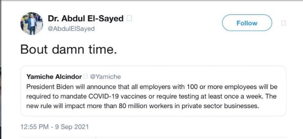 GigaBeers's tweet photo. Only frauds scrub posts the second they become politically inconvenient.

Abdul El-Sayed celebrated Biden’s vaccine mandate in 2021…then deleted it the moment it might cost him votes.

Thankfully the internet is forever.

Screenshots are forever.

And voters have receipts.

@AbdulElSayed

NO SPIN