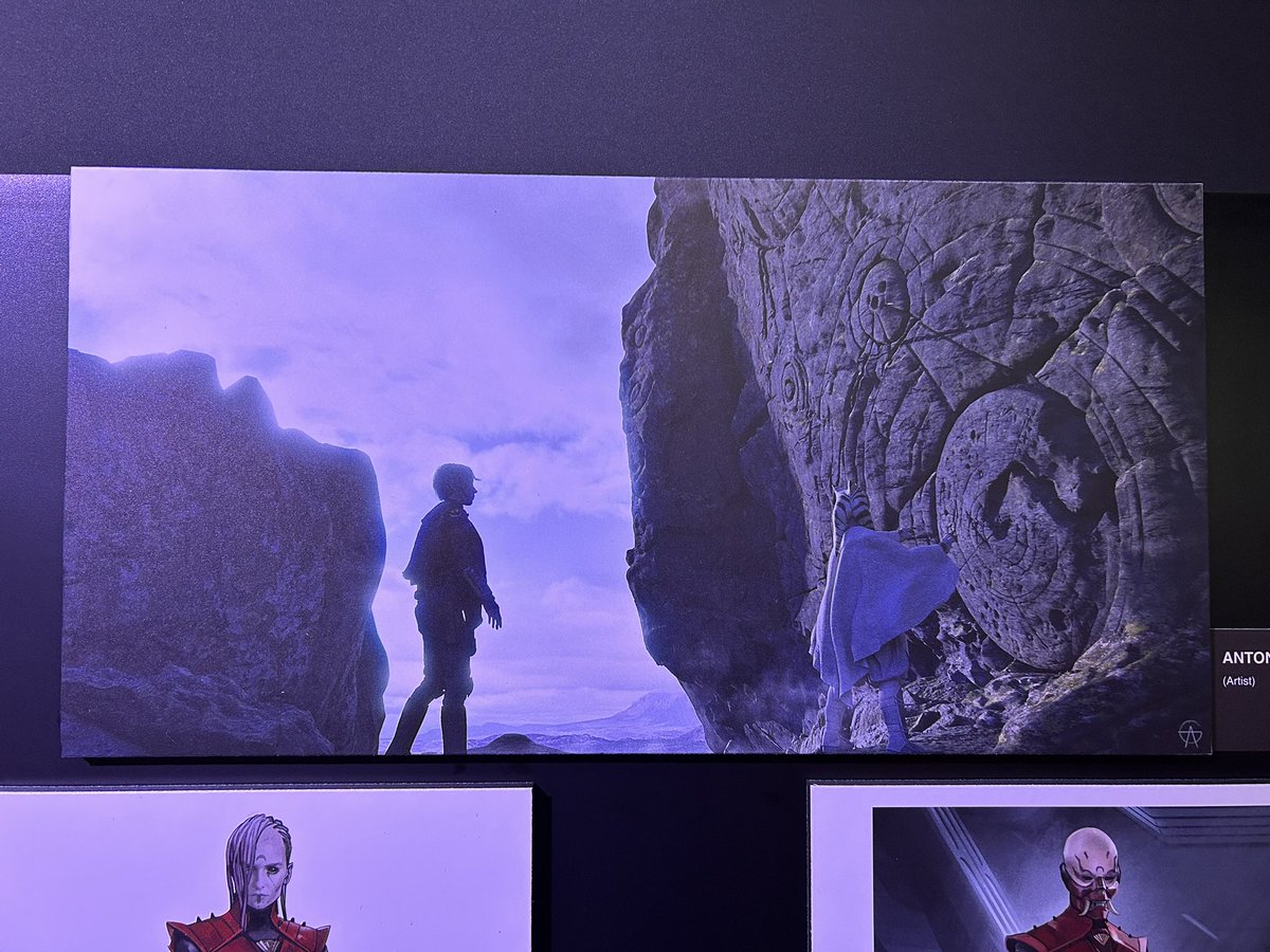 BoardwalkTimes's tweet photo. New AHSOKA Season 2 concept art at the Lucasfilm booth featuring Huyang vs Shin Hati, Ezra Bridger, Sabine &amp; Ahsoka, the Nightsisters, and more. https://t.co/AwjMzhe4b7