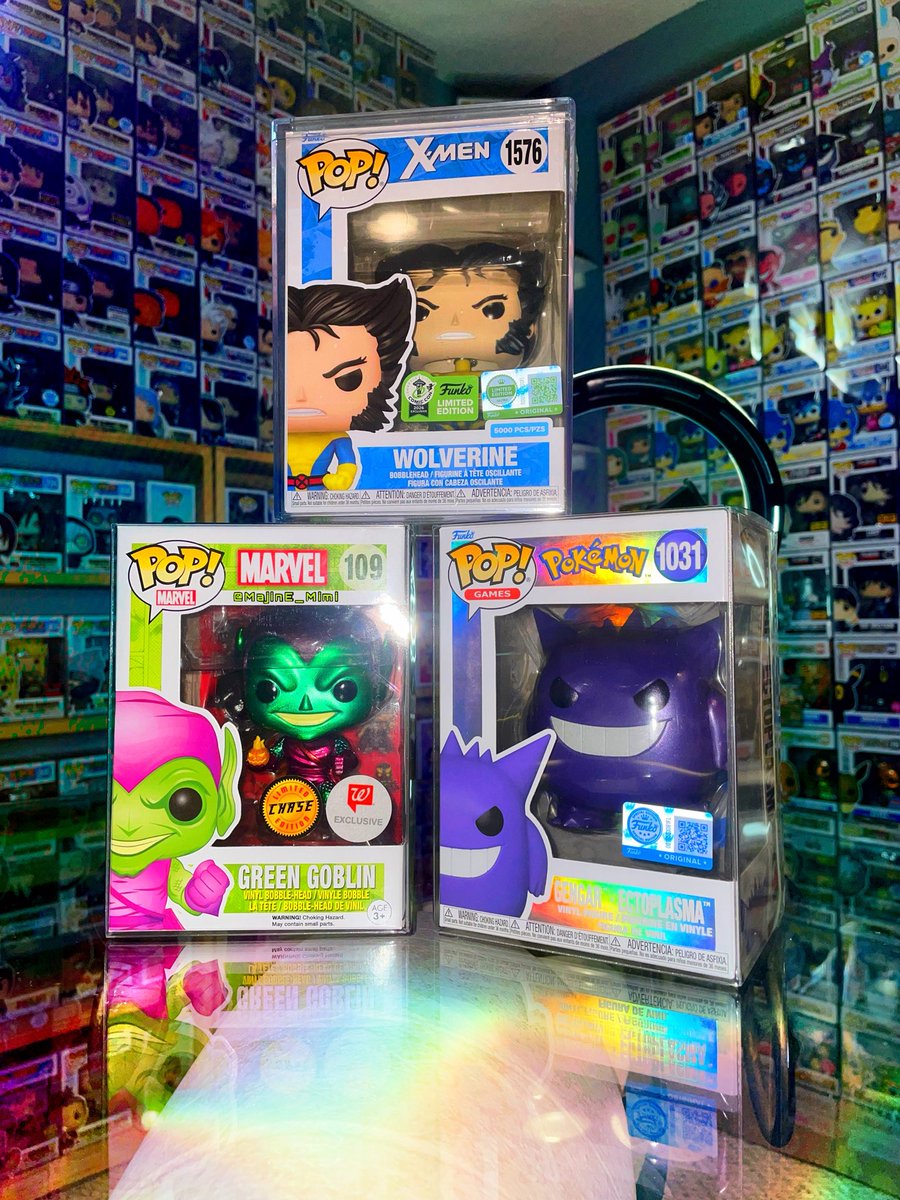 MajinE_Mimi's tweet photo. ✨🩵Friday Mail Call!🩵✨
#FunkoFamily #Funkopops 

Hubby’s ECCC Wolverine has finally come in! I know he’s been waiting a long time for a chance to get him!💪

He also surprised me with my very own mail call this Friday!😭🫶

Green Goblin Chase AND Pearlescent Gengar?!?! Yall have no idea how happy I am to have them!🫂🌺😭🫶

I’ve waited a long time for Green Goblin. I remember passing him at pop meets hoping I’d get him for a good price one day…. All that waiting finally paid off!🫶🫂

Thank you to my Hubby @BrolyzDad  for always remembering what I love🥺 I love you more everyday!
Thank you thank you thank you!!!!!

#happywifehappylife