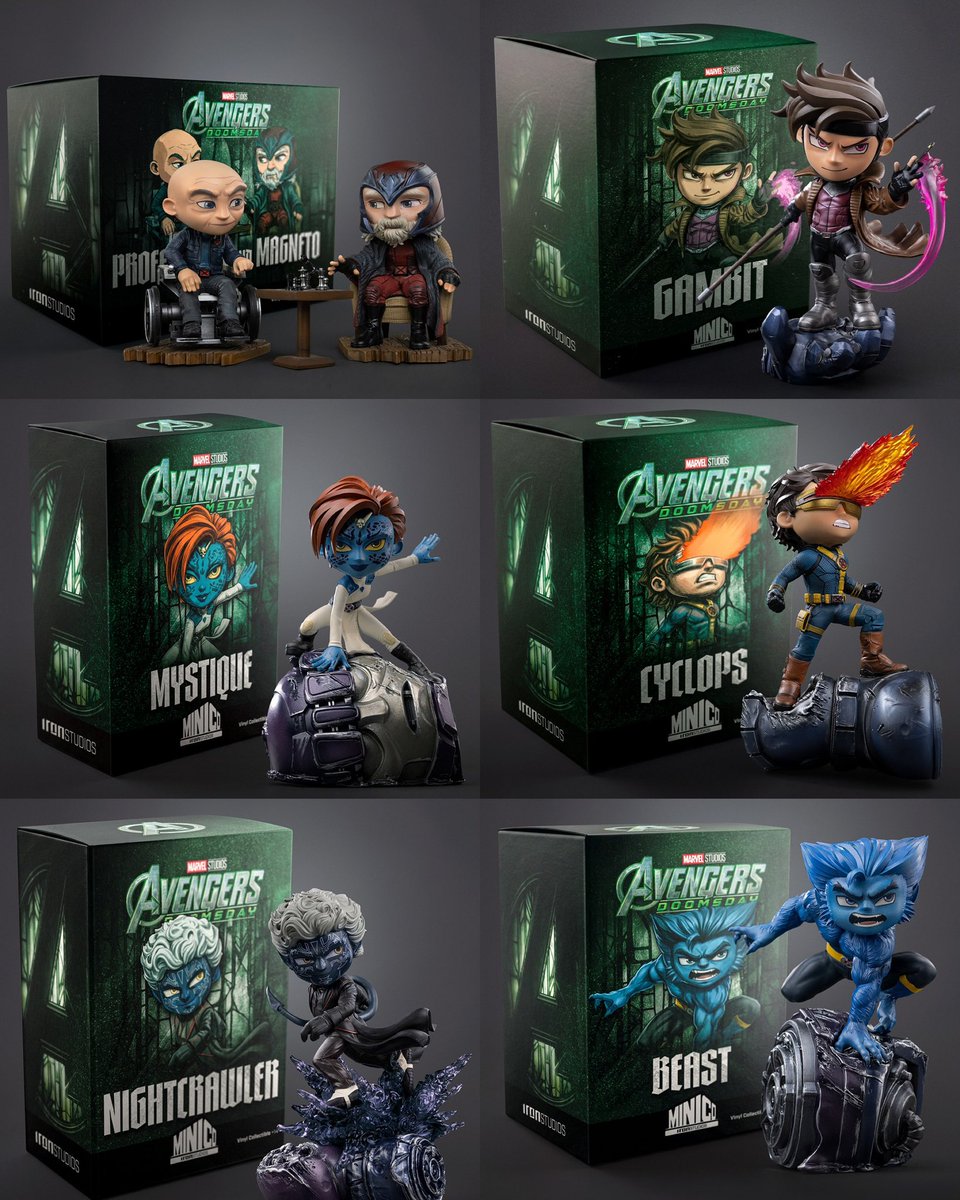 AvengersUpdated's tweet photo. First look at the Iron Studios Minico statues for 'AVENGERS: DOOMSDAY' featuring Professor X, Magneto, Gambit, Mystique, Cyclops, Nightcrawler and Beast

(📸: @IronStudios) https://t.co/VE8jvJFfAp