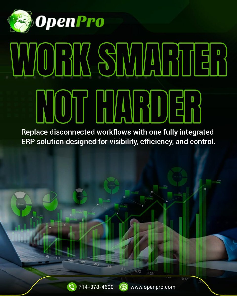 OpenPro_ERP's tweet photo. OpenPro ERP connects accounting, inventory, CRM, manufacturing, payroll, reporting, and more in one unified platform. Streamline workflows, eliminate data silos, and gain real-time insights that help your business move faster and grow smarter. https://t.co/0PF4U9OFkd
