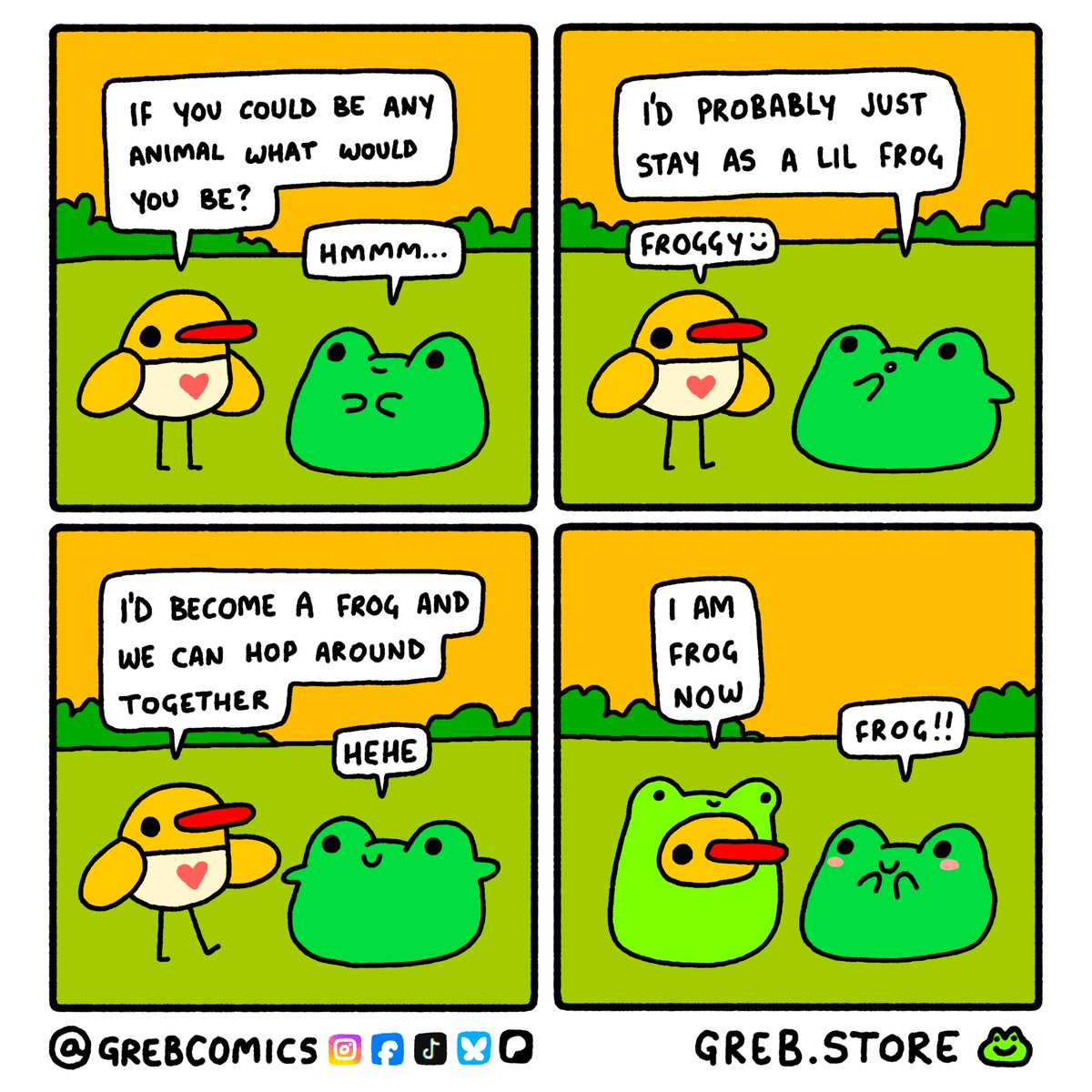 GrebComics's tweet photo. i am frog now 🐥🐸 https://t.co/gk9zMmhx8v