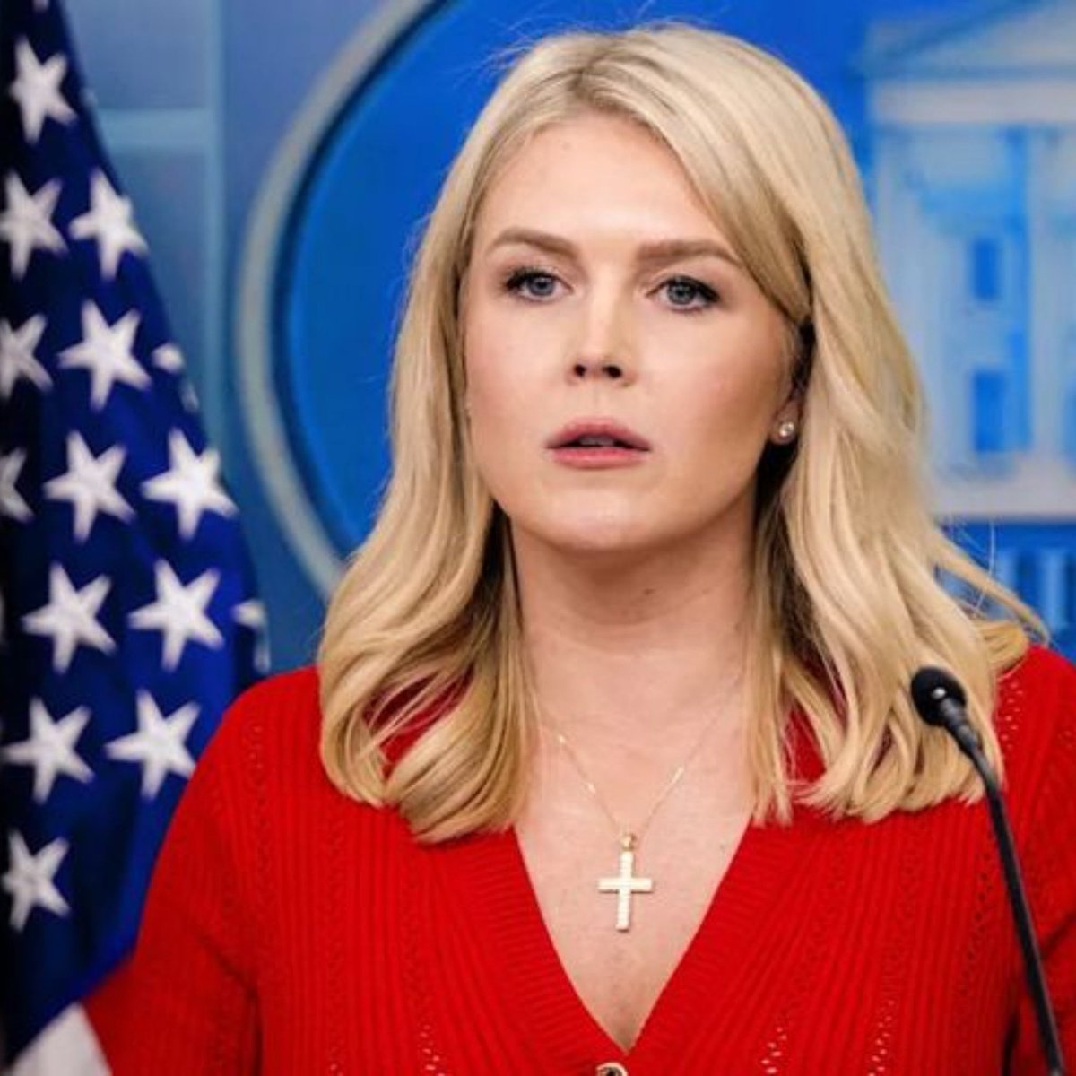 AmericaReloade's tweet photo. Karoline Leavitt's legacy will be that of a woman who wore a cross around her neck while helping cover up the largest child sex abuse scandal in modern history.

This is how she'll be remembered. https://t.co/hX3Z1Pthk5