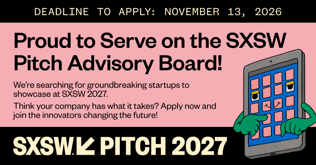 ECMathews's tweet photo. I'm proud to serve on the SXSW Pitch Advisory Board and help discover the next generation of innovative startups!

If you're building something transformative and ready to showcase your company on one of the world's biggest innovation stages, I'd love to encourage you to apply for SXSW Pitch 2027.

📷 Applications are now open.
📷 Deadline to Apply: November 13, 2026

Know an incredible startup? Tag them below or share this opportunity with your network!

Apply and learn more here https://t.co/zDXfrdAqSI

#SXSW #SXSWPitch #Startups #Innovation #Entrepreneurship #Founder #Tech #StartupCommunity