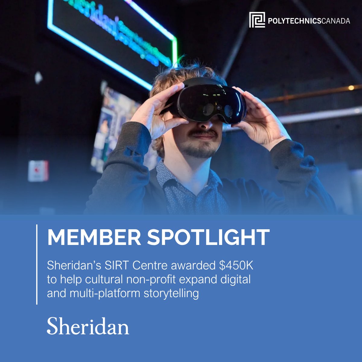 PolyCan's tweet photo. .@sheridancollege's Screen Industries Research and Training (SIRT) Centre has secured a $450,000 @NSERC_CRSNG Applied Research and Development grant to partner with Newfoundland-based @CamberArts on a three-year research project exploring how digital tools and AI can help cultural organizations expand audience access, strengthen resilience and share Canadian stories across multiple platforms.

This collaboration builds on Sheridan’s growing leadership in applied AI research and innovation for Canada’s creative industries.

Learn more: https://t.co/3BqTotx8fd
