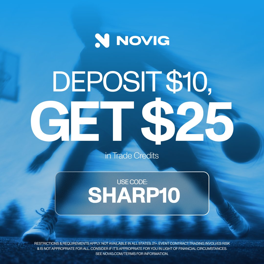 SharpPlaybook's tweet photo. Sign up for Novig with code SHARP10 and get a $25 bonus with you first deposit of $10+ 👇

https://t.co/PkRBDaltoD https://t.co/9ZhcrvJoxa
