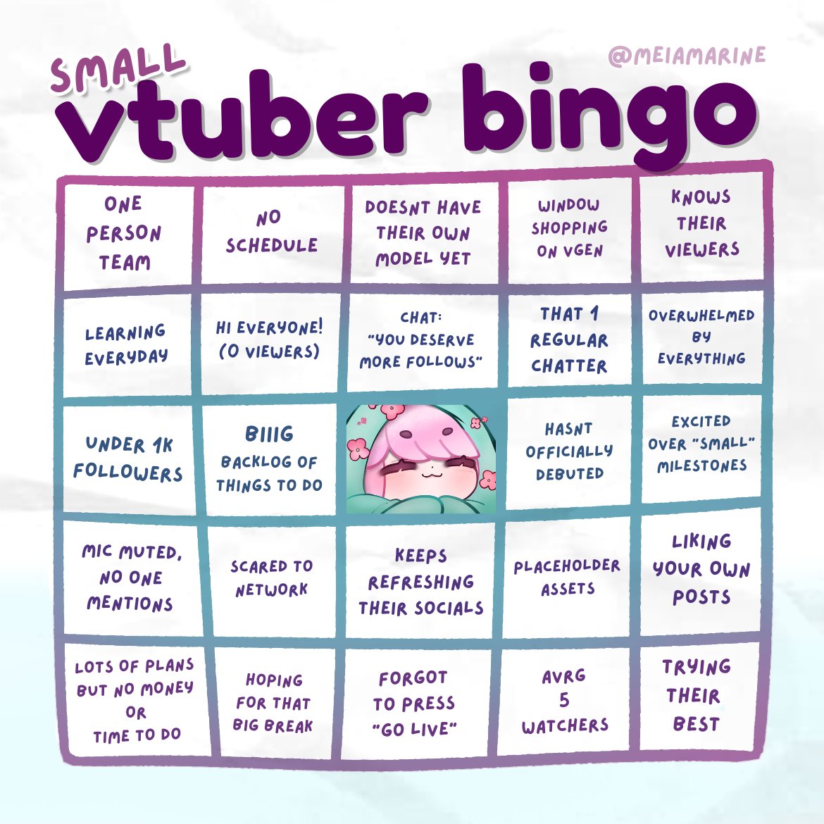 MeiAmarine's tweet photo. made a small vtuber bingo, are you a small vtuber? https://t.co/kpP7QsRS7M