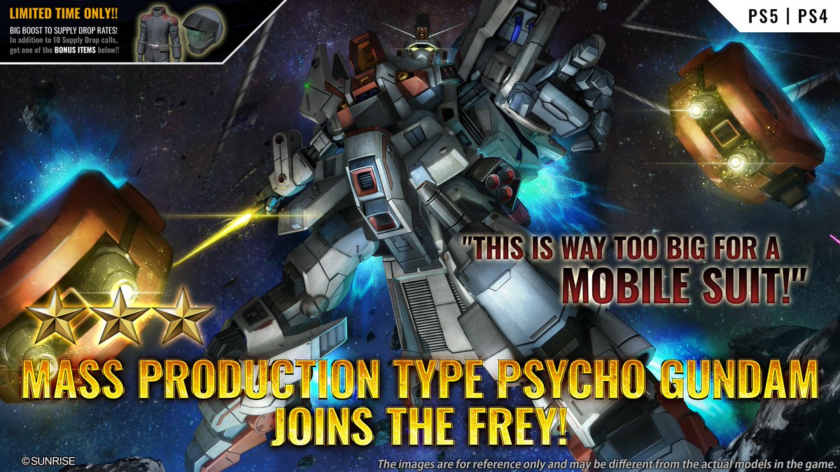 GBO_EN's tweet photo. "This is Way Too Big for a Mobile Suit!"⁣

Mass Production Type Psycho Gundam is now available in the Supply Drop. Read all about it in our weekly update!

https://t.co/I4UjmUuRvS https://t.co/orI0ZWEEgx