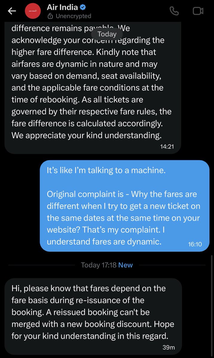 sg_jkt's tweet photo. @airindia What do you mean by new booking discount? Just because so booked a ticket with you earlier and paid in advance, means I’ve to pay more for a cheaper ticket IN THE SAME CLASS? @airindia https://t.co/eCBoomq8W1